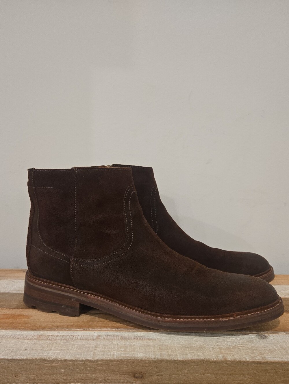 Johnston & Murphy Welch Waxed Suede Chukka Boots Brown Mens